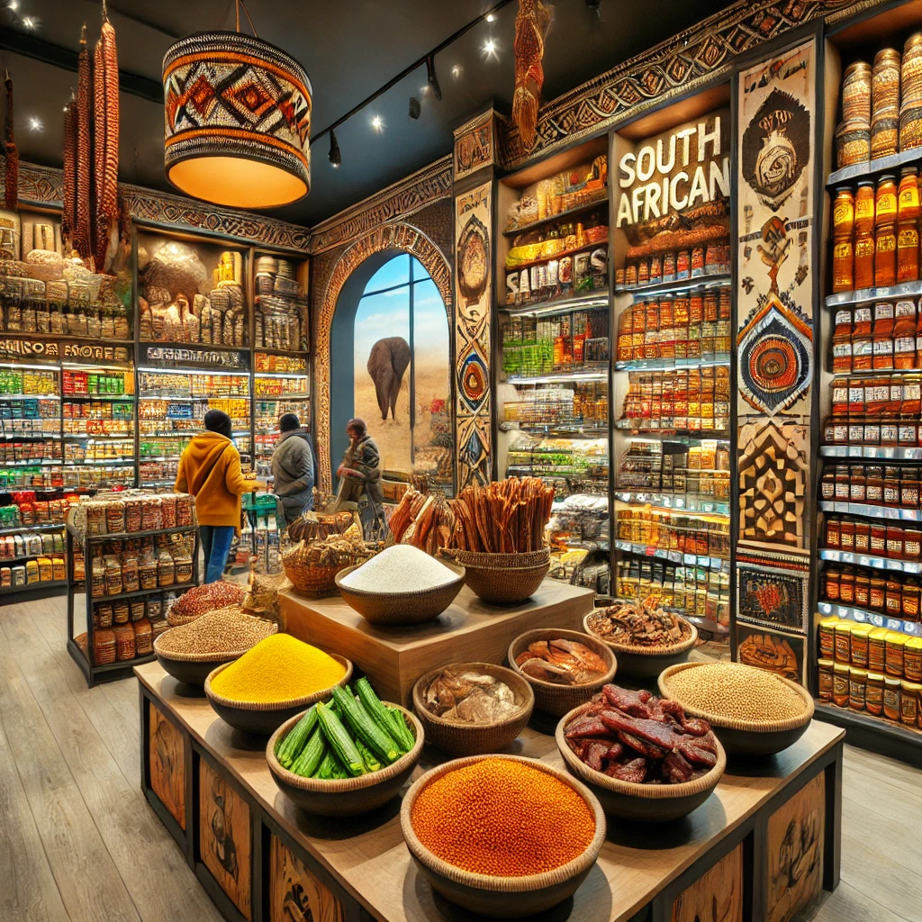 Vibrant African food store near me filled with traditional ingredients.