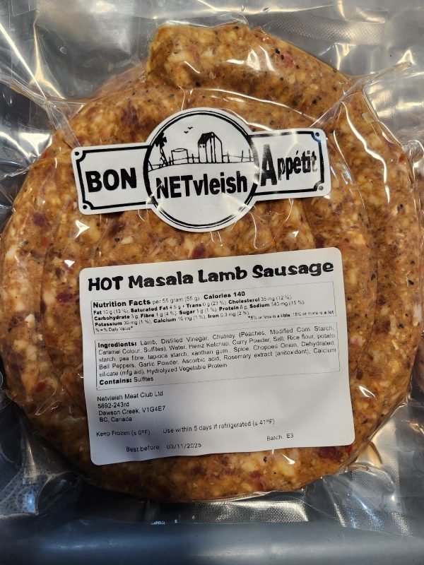 Hot Masala Lamb Sausage by Nelvish Meat Club - Spicy Lamb Sausage with Indian Spices